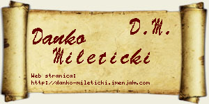 Danko Mileticki vizit kartica